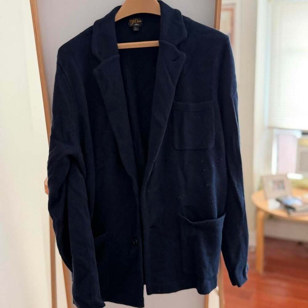 J.Crew Navy 100% Cashmere Knit Sweater Blazer